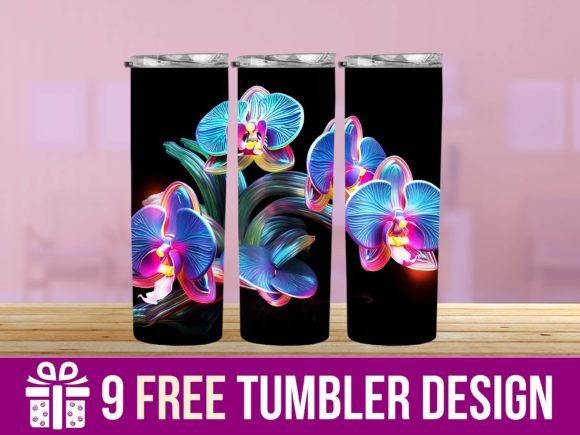 Download 3D Neon Flower Tumbler Wrap Designs - Flower tumbler wrap Collection