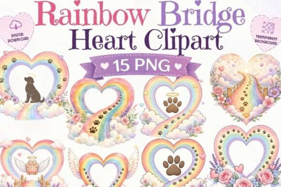 Download Rainbow Bridge Heart Clipart | 15 PNG - Heart clipart Collection