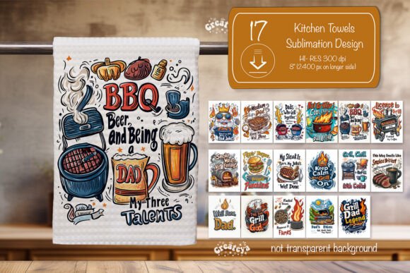 Download BBQ Kitchen Towel Bundle Sublimation Png - Bundle sublimation Collection
