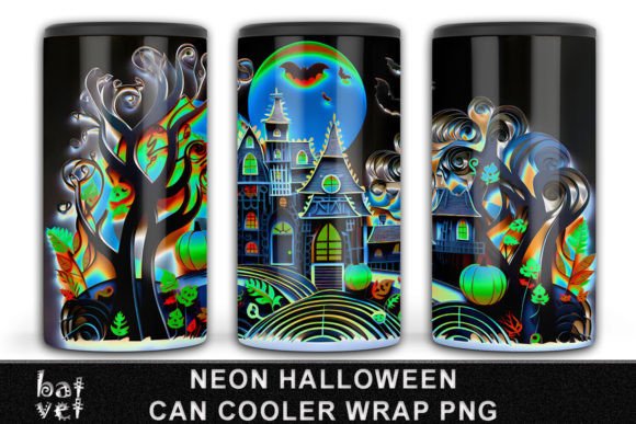 Download 4 in 1 Neon Halloween Can Cooler Design - Can cooler design Collection