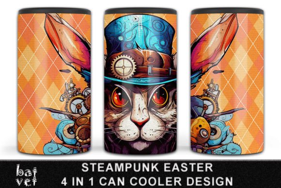 Download Steampunk Easter Can Cooler Design PNG - Can cooler design Collection